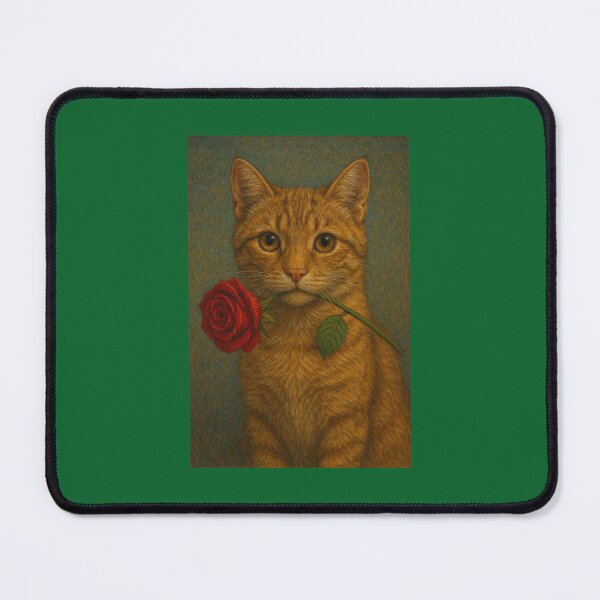 Item preview, Romantic Cat With Rose – Vintage Artistic Illustration designed and sold by NomadUSArt.