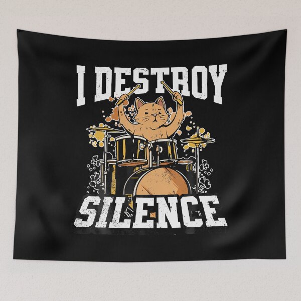 Item preview, I Destroy Silence Cat Drummer Playing Drums Funny Graphic designed and sold by LucilleAntoi.