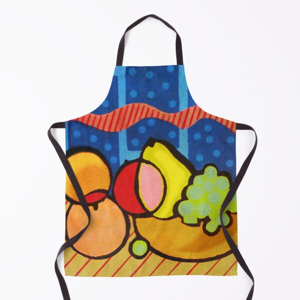 Item preview, Colorful Pop-Art Fruit Basket Fine Art Print for home decor - Original handmade blockprint designed and sold by NonDecafArt.