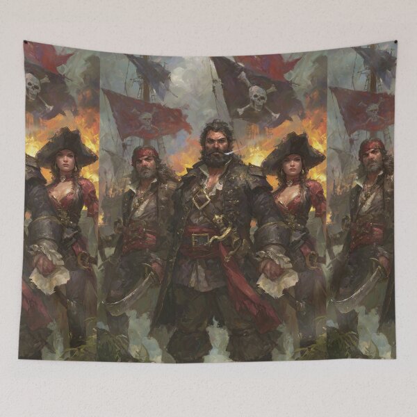 Item preview, Brave pirate captain and his crew during battle designed and sold by Piotrek0001.