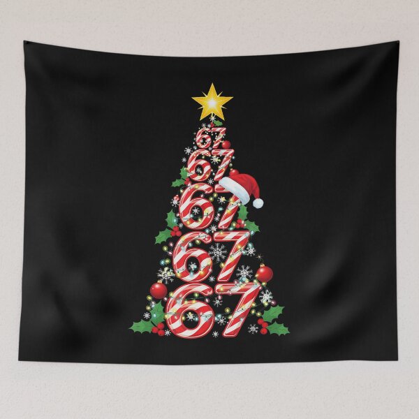 Item preview, 67 Christmas Tree Candy Cane Holiday Six Seven Meme Brainrot designed and sold by AlbertaDana.