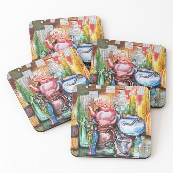 Item preview, Colorful Kitchen Jars fine art print - original handmade art designed and sold by NonDecafArt.