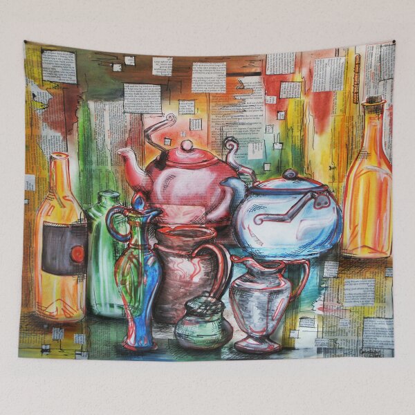 Item preview, Colorful Kitchen Jars fine art print - original handmade art designed and sold by NonDecafArt.