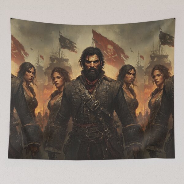 Item preview, Dark maritime adventurer standing before his burning fleet designed and sold by Piotrek0001.