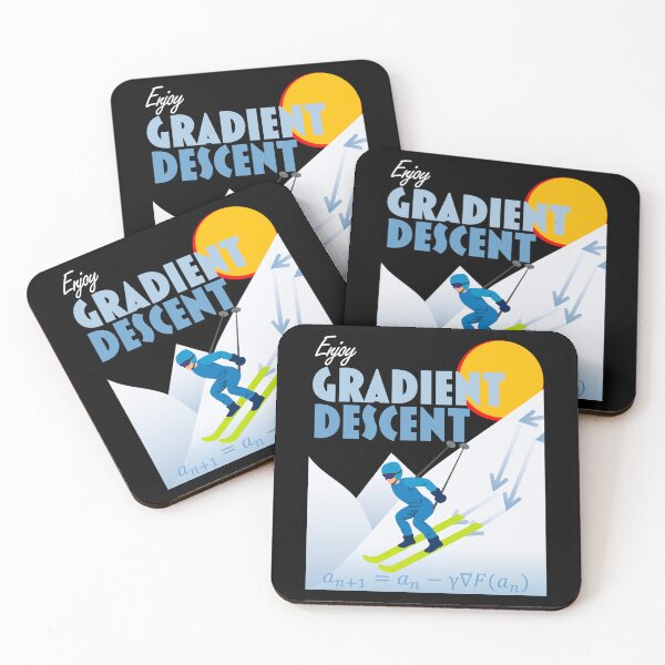 Item preview, Funny Nerdy Gradient Descent Algorithm Machine Learning Skier Science Teacher Text designed and sold by MathWare MathClips.