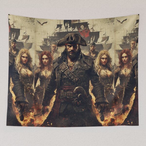 Item preview, Black flag flying high over fearless ocean outlaws designed and sold by Piotrek0001.