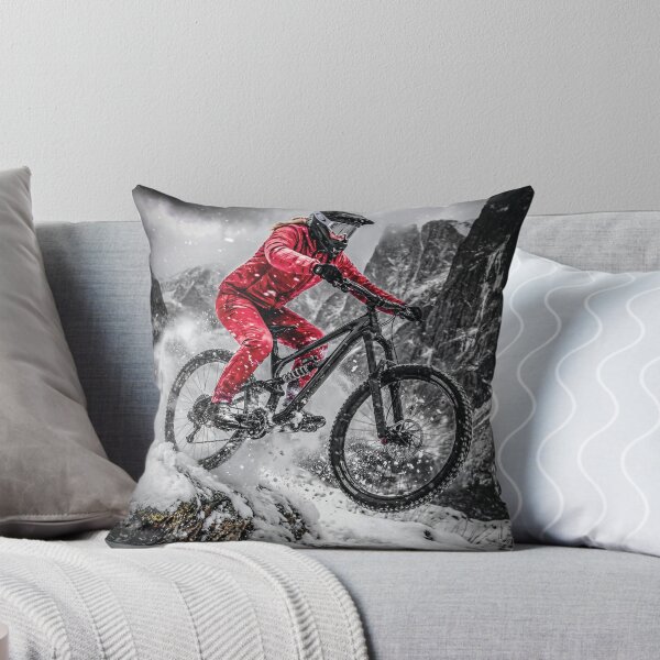 Item preview, Epic Alpine Female Mountain Biker in Snowstorm – Winter Blizzard Downhill MTB Art. designed and sold by Hinson MTB Visuals.