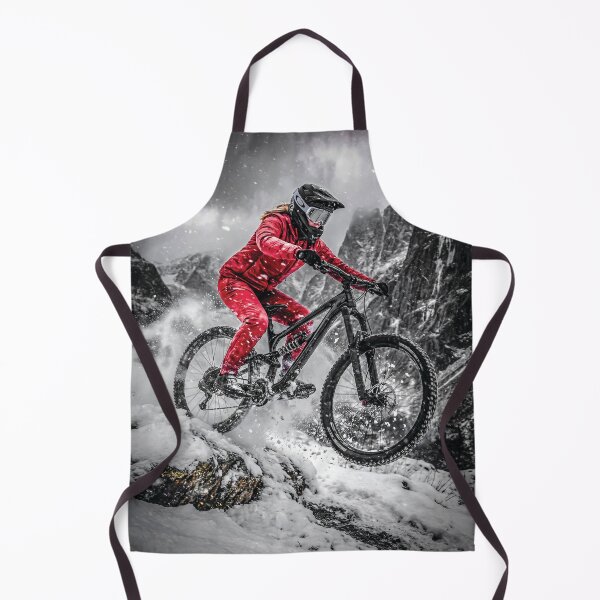 Item preview, Epic Alpine Female Mountain Biker in Snowstorm – Winter Blizzard Downhill MTB Art. designed and sold by Hinson MTB Visuals.