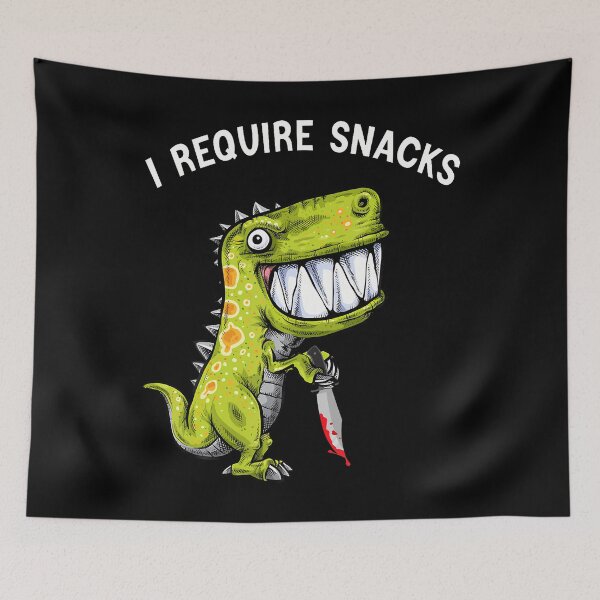 Item preview, I Require Snacks T Rex Dinosaur Meme Funny Dino designed and sold by ElizabethVivan.