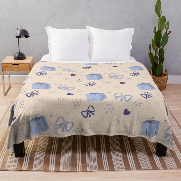 Item preview, Seamless pattern with cute blue gift boxes, bows and heart shapes designed and sold by NasyaLis.
