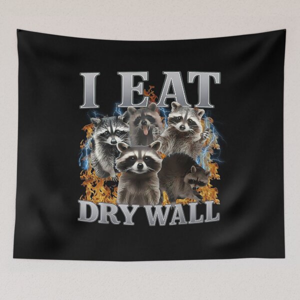 Item preview, Funny Raccoon "I Eat Drywall" Meme T-Shirt designed and sold by LarryMBrown.