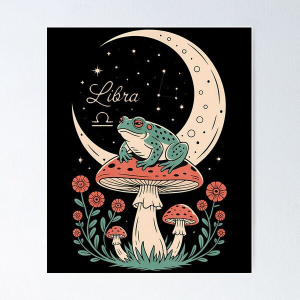 Item preview, Libra Frog Moon Mushroom Cosmic Harmony designed and sold by JacquelineEnri.