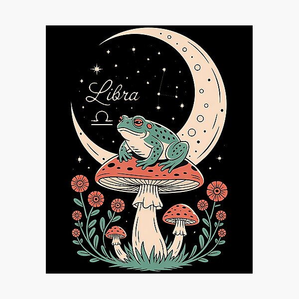 Item preview, Libra Frog Moon Mushroom Cosmic Harmony designed and sold by JacquelineEnri.