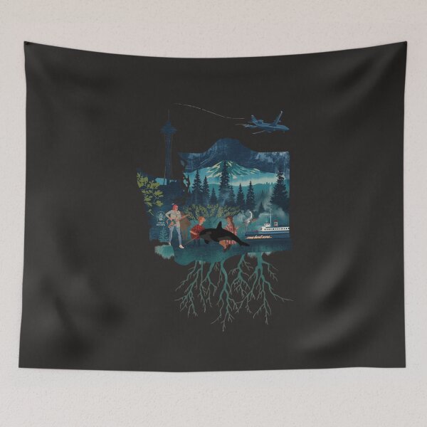 Item preview, Washington State Roots | Grunge PNW Art Print Poster designed and sold by TitanRN.