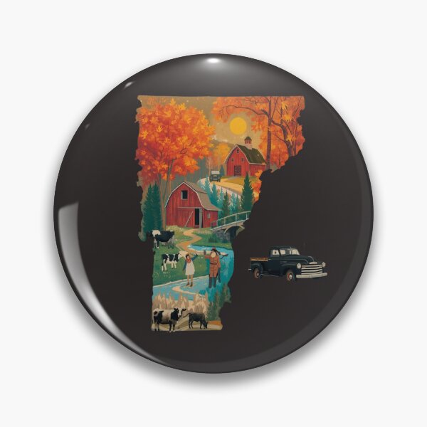 Item preview, Vermont Fall Barn Art Print - Vintage Truck Autumn Vermont Map Illustration designed and sold by TitanRN.