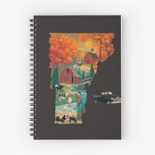 Item preview, Vermont Fall Barn Art Print - Vintage Truck Autumn Vermont Map Illustration designed and sold by TitanRN.