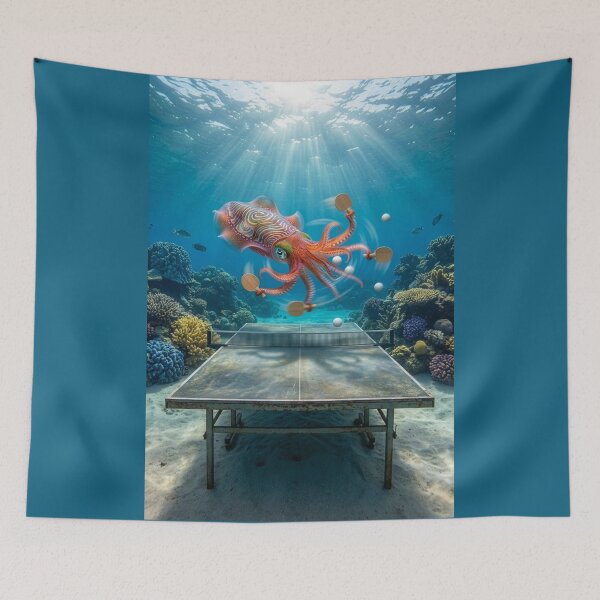 Item preview, Table Tennis Playin' Squid designed and sold by Tridentulus.