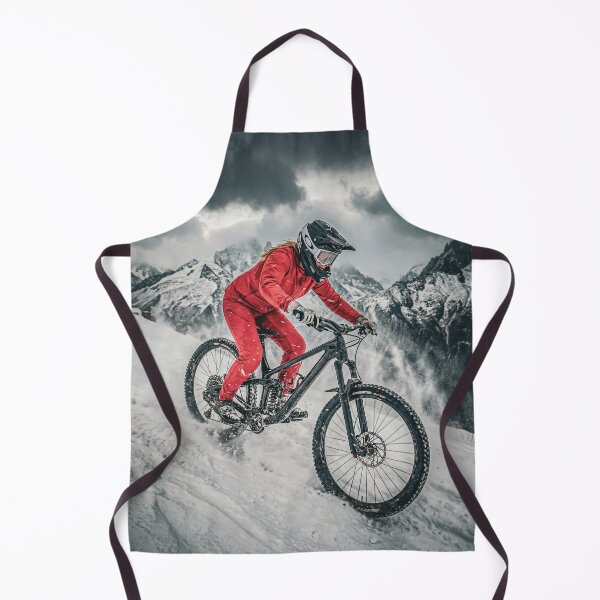 Item preview, Female MTB Rider in Alpine Blizzard – Extreme Snowstorm Downhill Photography. designed and sold by Hinson MTB Visuals.