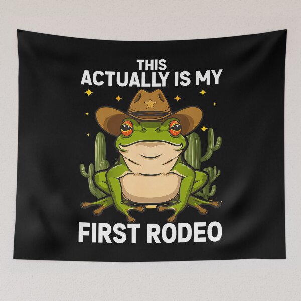 Item preview, This Actually Is My First Rodeo Frog Cowboy Hat Western designed and sold by ElizabethVivan.
