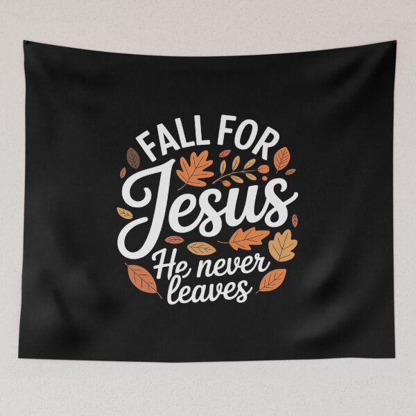Item preview, Fall For Jesus He Never Leaves Autumn Christian Thanksgiving designed and sold by ToggleBet.