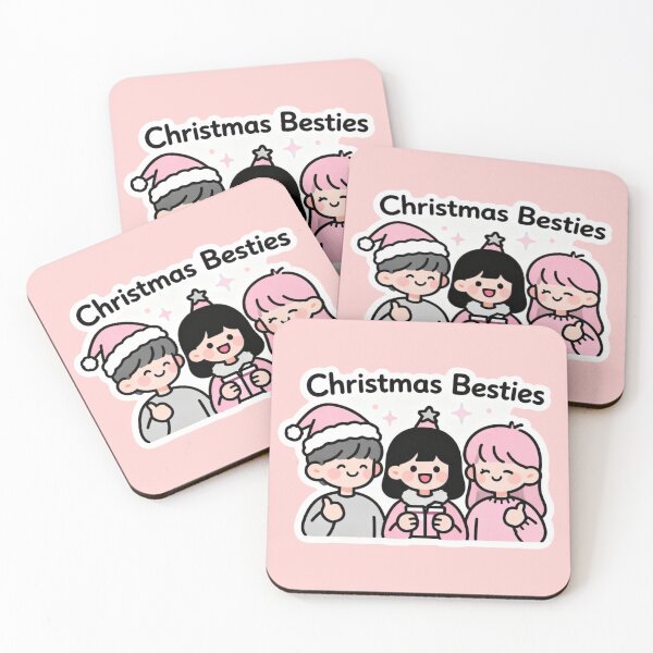 Item preview, Christmas Besties  | Cute Pink Kawaii Holiday Friends | Xmas Gift Best Friend Matching designed and sold by Cherrydora.