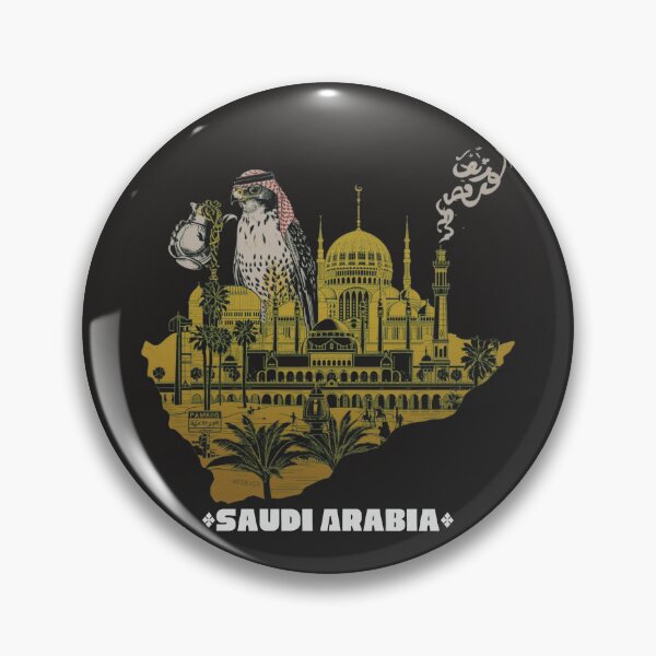 Item preview, Saudi Arabia Map Art Falcon Mosque Gold Black Design designed and sold by TitanRN.