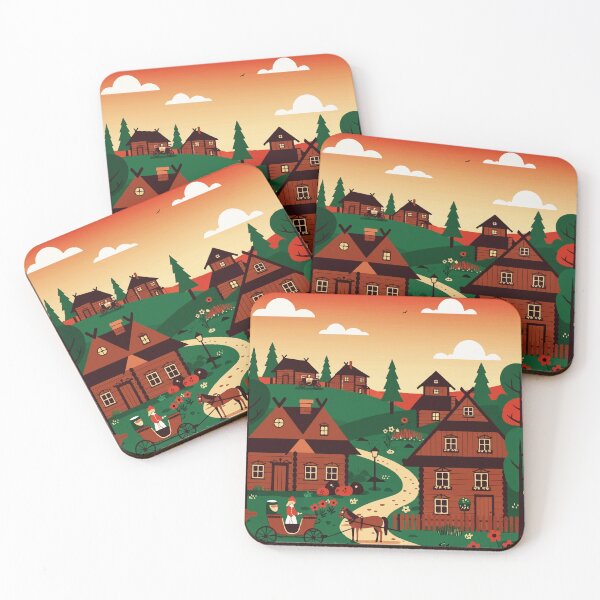Item preview, A village drawn in an illustration style designed and sold by Design4uStudio.