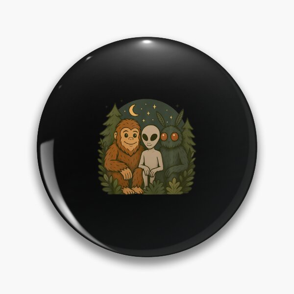 Item preview, Whimsical Cute Mothman Bigfoot And Alien Funny Cryptid Art designed and sold by ClaraTeresa1.