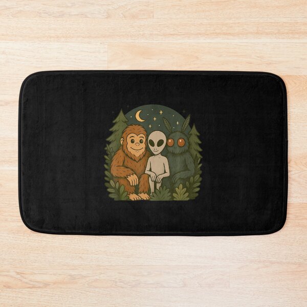 Item preview, Whimsical Cute Mothman Bigfoot And Alien Funny Cryptid Art designed and sold by ClaraTeresa1.