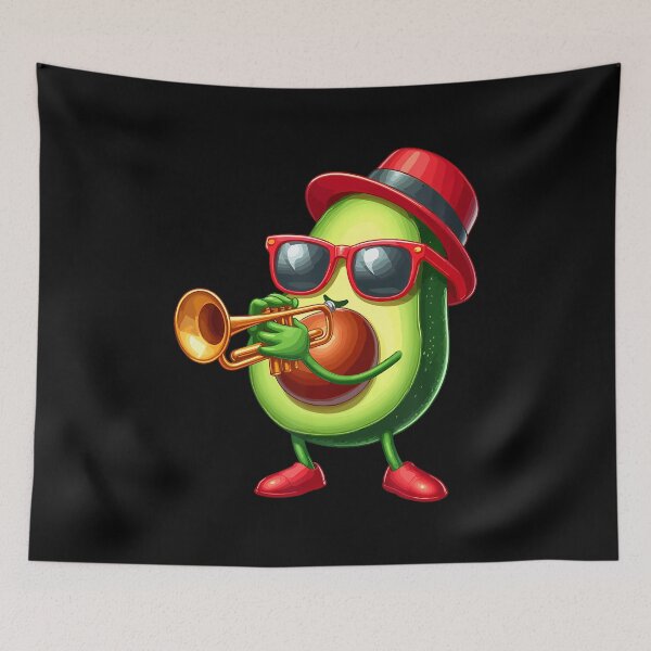 Item preview, Avocado Sunglasses Playing Trumpet Funny Fruit Instrument designed and sold by LavetaCatherine.