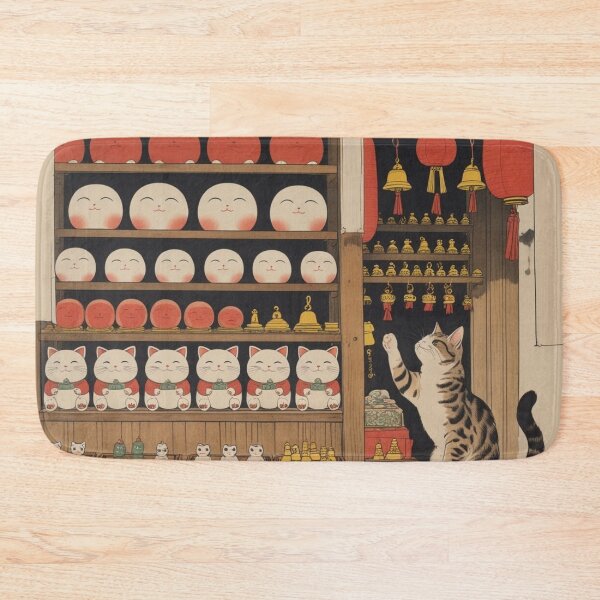 Item preview, Edo Cat Merchants – Ukiyo-e Lucky Charm Shop designed and sold by LEO'S CREATURE　れおずくりーちゃー.