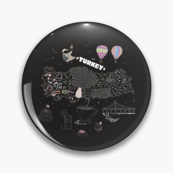 Item preview, Turkey Map Doodle Art Cappadocia Hot Air Balloons Turkish Coffee designed and sold by TitanRN.