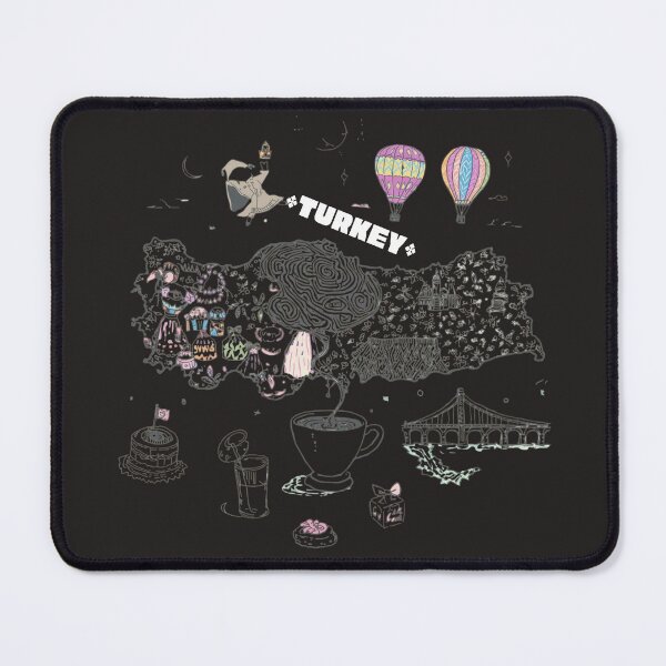 Item preview, Turkey Map Doodle Art Cappadocia Hot Air Balloons Turkish Coffee designed and sold by TitanRN.