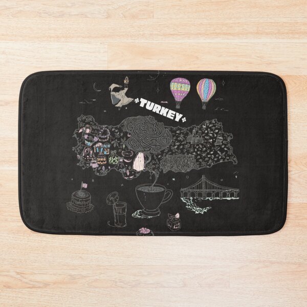 Item preview, Turkey Map Doodle Art Cappadocia Hot Air Balloons Turkish Coffee designed and sold by TitanRN.