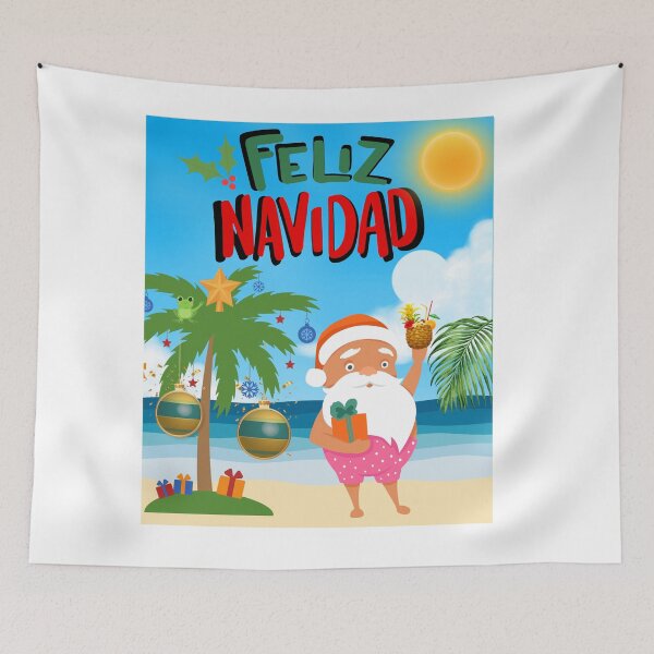 Item preview, Feliz Navidad-Tropical Merry Christmas Tropical Santa enjoying the beach designed and sold by Verle-art.