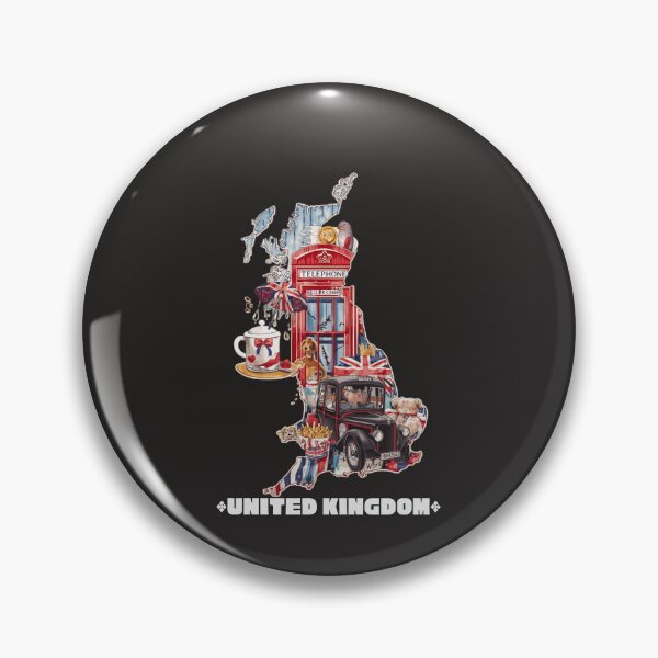 Item preview, United Kingdom Cute Icons Map Red Phone Box Black Taxi Tea Fish & Chips Teddy Bear UK Pride T-Shirt Sticker designed and sold by TitanRN.