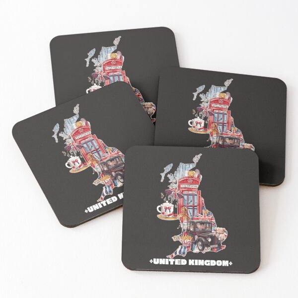 Item preview, United Kingdom Cute Icons Map Red Phone Box Black Taxi Tea Fish & Chips Teddy Bear UK Pride T-Shirt Sticker designed and sold by TitanRN.