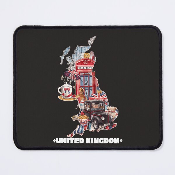 Item preview, United Kingdom Cute Icons Map Red Phone Box Black Taxi Tea Fish & Chips Teddy Bear UK Pride T-Shirt Sticker designed and sold by TitanRN.