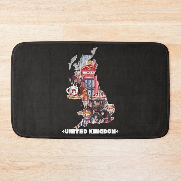 Item preview, United Kingdom Cute Icons Map Red Phone Box Black Taxi Tea Fish & Chips Teddy Bear UK Pride T-Shirt Sticker designed and sold by TitanRN.