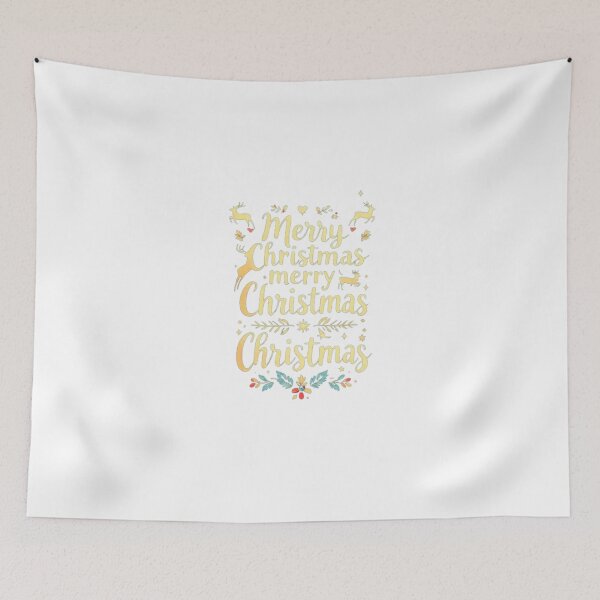 Item preview, Colorful Merry Christmas Typography – Festive Reindeer & Floral Holiday Design designed and sold by Sweet Dreams & Fantasia.