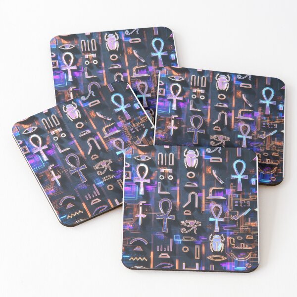 Item preview, Neon Light Symbols, Cyberpunk Egyptian Hieroglyphics, symmetrical textures (image size 8320x12480) designed and sold by Digital-Davinci.