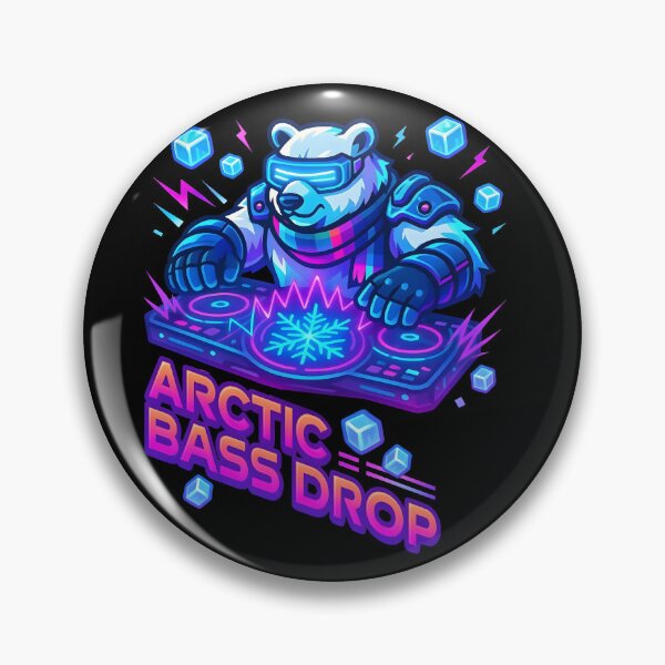 Artikelvorschau, Arctic Bass Drop – Neon Eisbär DJ EDM Illustration entworfen und verkauft von Glyph Lab.