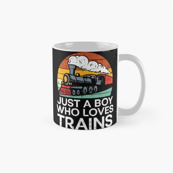 Item preview, Just A Boy Who Loves Trains Retro Locomotive Men Kids Youth designed and sold by CarmelaConstan.