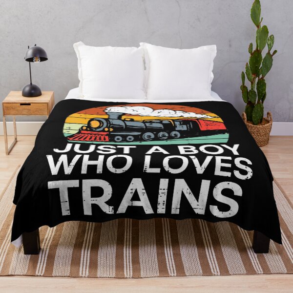 Item preview, Just A Boy Who Loves Trains Retro Locomotive Men Kids Youth designed and sold by CarmelaConstan.