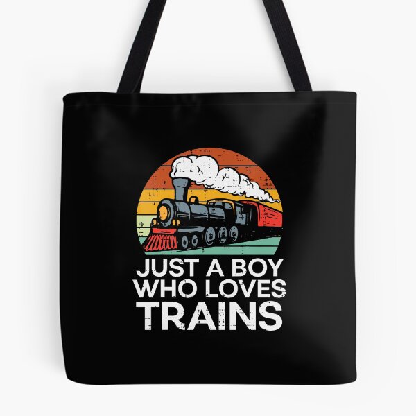 Item preview, Just A Boy Who Loves Trains Retro Locomotive Men Kids Youth designed and sold by CarmelaConstan.