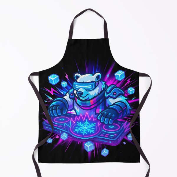 Item preview, Arctic Bass Drop – Neon Polar Bear DJ EDM Illustration designed and sold by Glyph Lab.