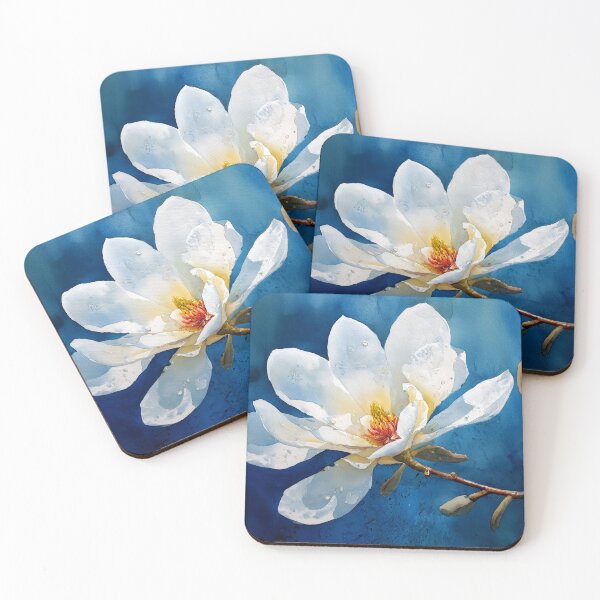 Item preview, Magnolia Blossom Against Blue Background designed and sold by laurashawart.