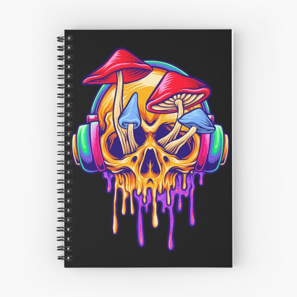 Item preview, Funky Psychedelic Skull Mushrooms - Neon Rainbow Drip Art - Trippy Shroom Skull designed and sold by leen12 Art Designs Prints.
