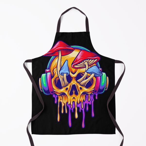 Item preview, Funky Psychedelic Skull Mushrooms - Neon Rainbow Drip Art - Trippy Shroom Skull designed and sold by leen12 Art Designs Prints.