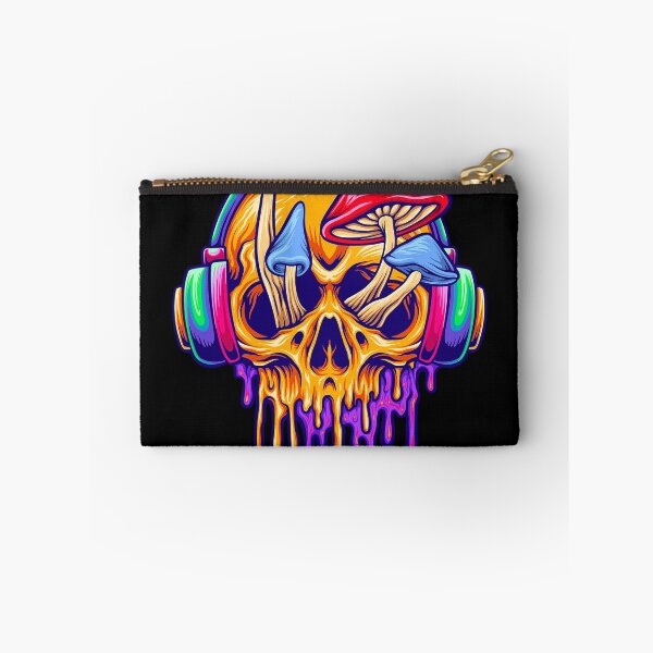 Item preview, Funky Psychedelic Skull Mushrooms - Neon Rainbow Drip Art - Trippy Shroom Skull designed and sold by leen12 Art Designs Prints.